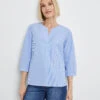 Gerry Weber 3/4 Arm Baumwollbluse Mit Faltendetail
