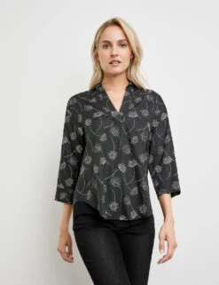 Taifun 3/4 Arm Bluse Mit Abgerundetem Saum