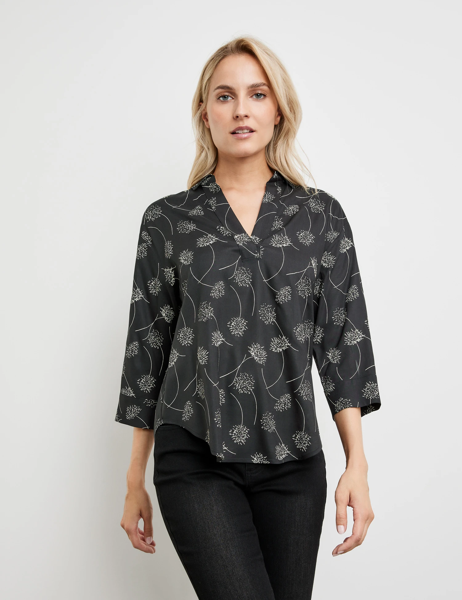 Taifun 3/4 Arm Bluse Mit Abgerundetem Saum 3 Taifun 3/4 Arm Bluse Mit Abgerundetem Saum