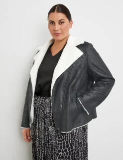 Bikerjacke Mit Teddyfell