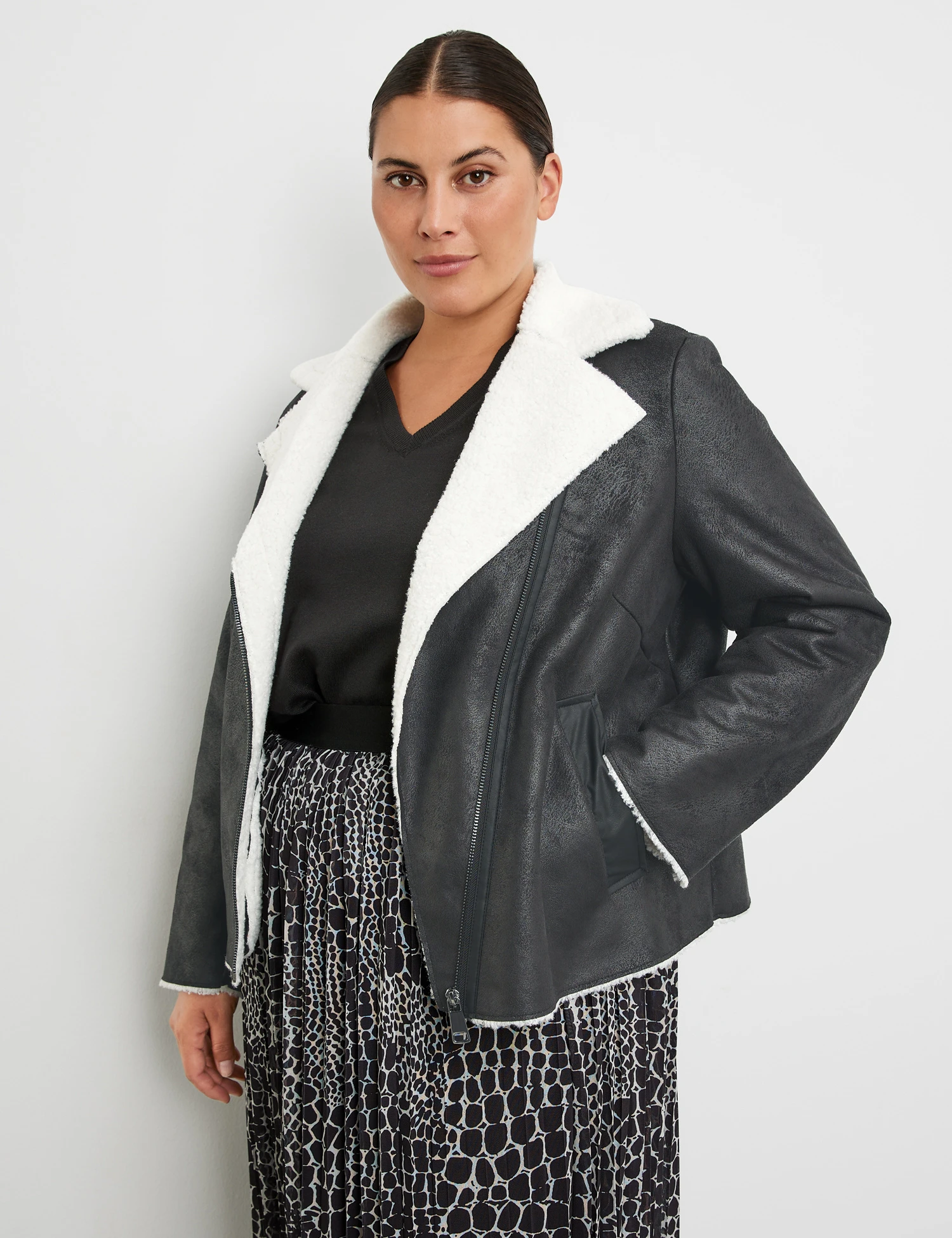 Bikerjacke Mit Teddyfell 3 Bikerjacke Mit Teddyfell