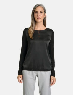 Gerry Weber Blusenshirt Mit Material-Patch Und Elastischem Saum -Gerry Weber Verkäufe blusenshirt mit material patch und elastischem saum 01