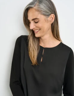 Gerry Weber Blusenshirt Mit Material-Patch Und Elastischem Saum -Gerry Weber Verkäufe blusenshirt mit material patch und elastischem saum 100