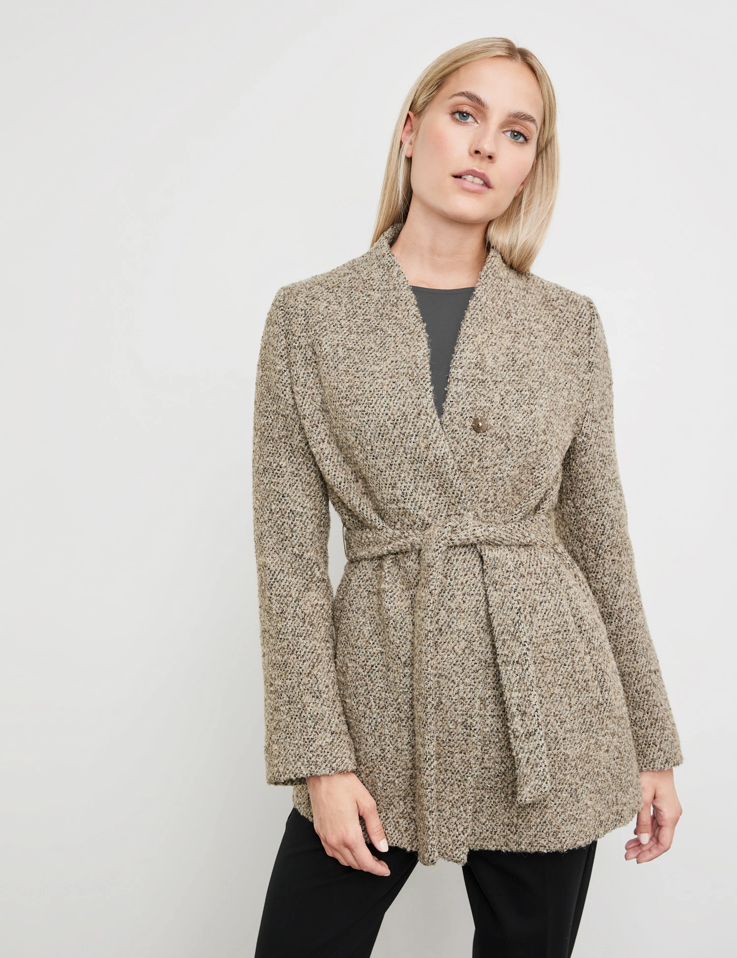 Taifun Bouclé-Jacke Mit Bindegürtel 3 Taifun Bouclé-Jacke Mit Bindegürtel