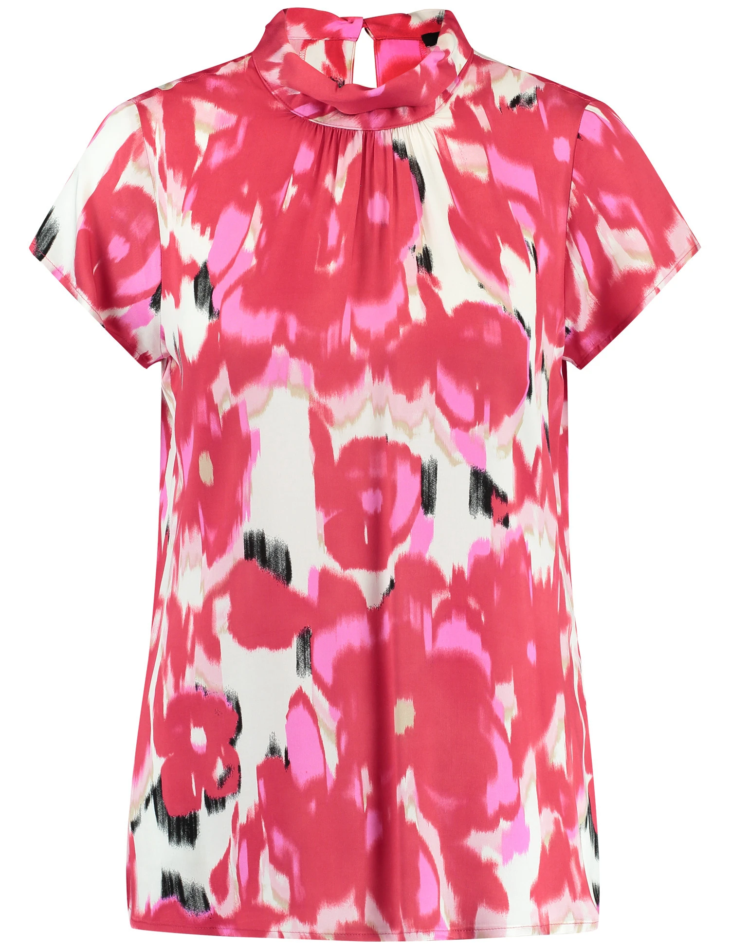 Taifun Floral Gemusterte Kurzarmbluse Mit Kleinem Stehkragen 4 Taifun Floral Gemusterte Kurzarmbluse Mit Kleinem Stehkragen – Bild 2