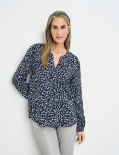 Gerry Weber Gemusterte Bluse Mit Falte Am Vorderteil