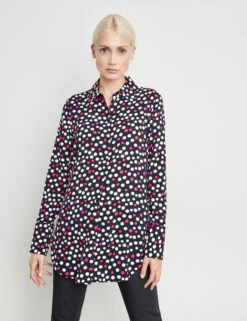 Taifun Gemusterte Longbluse Mit Verlängertem Rückenteil