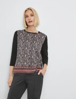Gerry Weber Gemustertes 3/4 Arm Shirt Mit Material-Patch