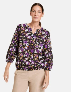 Gerry Weber Gemustertes Blusenshirt Mit Elastischem Saum -Gerry Weber Verkäufe gemustertes blusenshirt mit elastischem saum 01