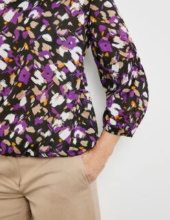 Gerry Weber Gemustertes Blusenshirt Mit Elastischem Saum -Gerry Weber Verkäufe gemustertes blusenshirt mit elastischem saum 100