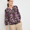Gerry Weber Gemustertes Blusenshirt Mit Elastischem Saum -Gerry Weber Verkäufe gemustertes blusenshirt mit elastischem saum 110