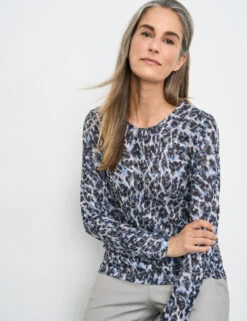 Gerry Weber Gemustertes Langarmshirt Mit Ausbrenner-Qualität -Gerry Weber Verkäufe gemustertes langarmshirt mit ausbrenner qualitaet 102