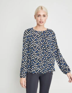 Taifun Gepunktetes Blusenshirt Mit Elastischem Ärmelsaum