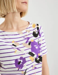 Gerry Weber Geringeltes Halbarmshirt Mit Steinchendekor -Gerry Weber Verkäufe geringeltes halbarmshirt mit steinchendekor 100