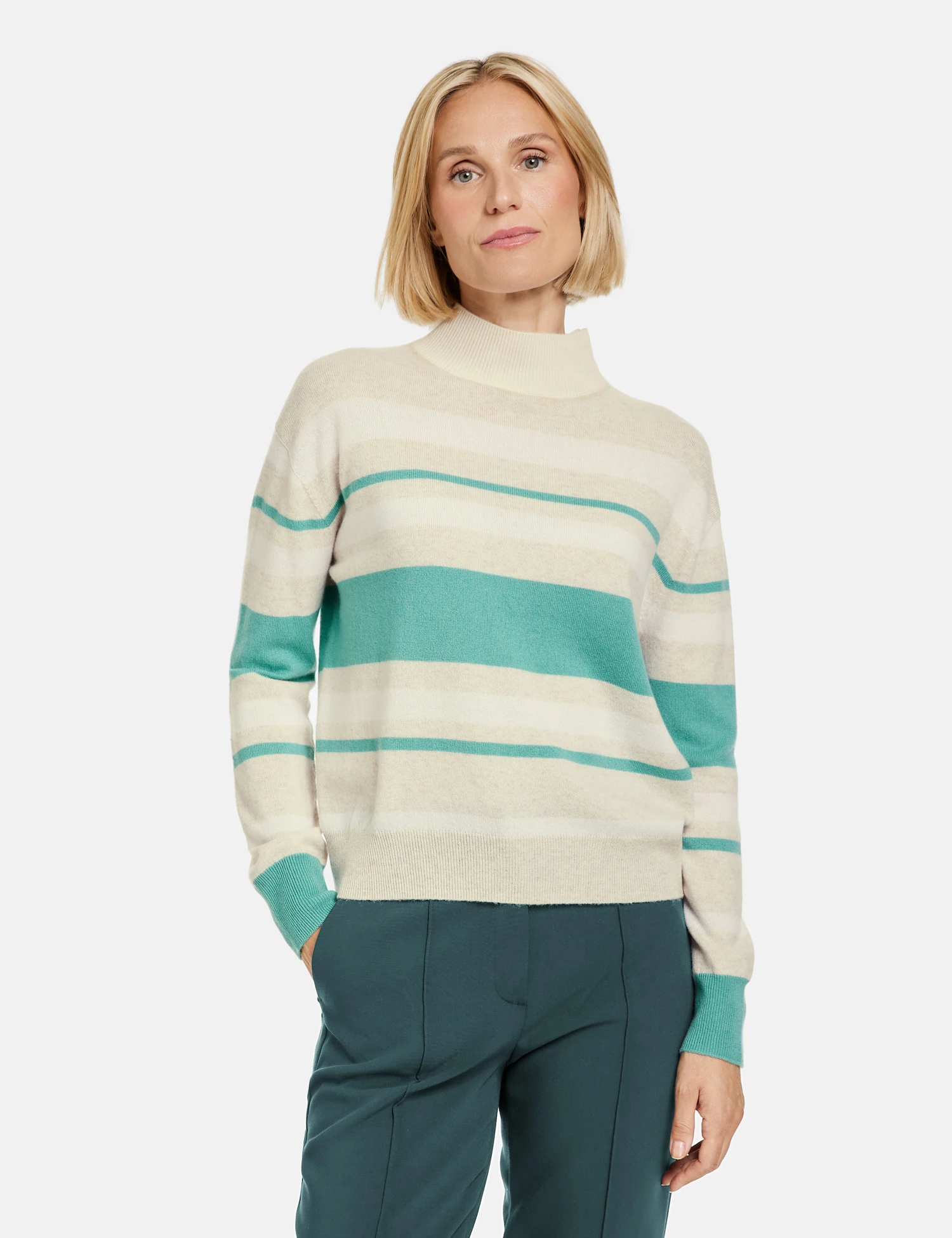 Gerry Weber Gestreifter Wollpullover Mit Turtleneck 9 Gerry Weber Gestreifter Wollpullover Mit Turtleneck – Bild 7