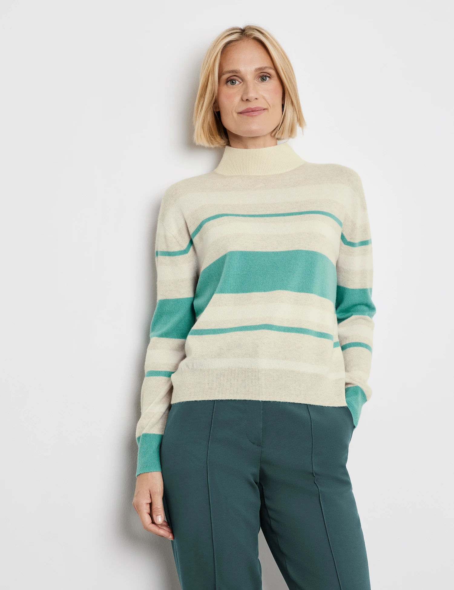 Gerry Weber Gestreifter Wollpullover Mit Turtleneck 3 Gerry Weber Gestreifter Wollpullover Mit Turtleneck
