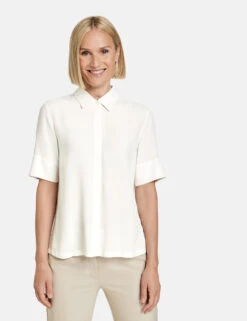 Gerry Weber Halbarmbluse Aus Viscose Crepe Mit Verdeckter Knopfleiste -Gerry Weber Verkäufe halbarmbluse aus viscose crepe mit verdeckter knopfleiste 01