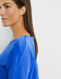 Gerry Weber Leicht Glänzendes 3/4 Arm Shirt Mit Material-Patch -Gerry Weber Verkäufe leicht glaenzendes 34 arm shirt mit material patch 100