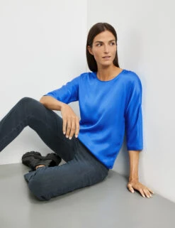 Gerry Weber Leicht Glänzendes 3/4 Arm Shirt Mit Material-Patch -Gerry Weber Verkäufe leicht glaenzendes 34 arm shirt mit material patch 102