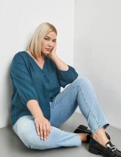 Leichte Baumwollbluse Mit 3/4 Ärmeln -Gerry Weber Verkäufe leichte baumwollbluse mit 34 aermeln 102