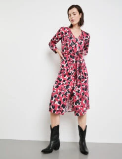 Taifun Midikleid Mit Bindegürtel