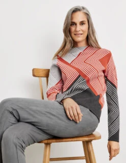 Gerry Weber Pullover In Jaquard-Optik Mit Grafischem Muster -Gerry Weber Verkäufe pullover in jaquard optik mit grafischem muster 102