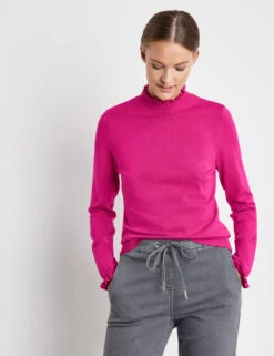 Taifun Pullover Mit Wellenkante An Kragen Und Ärmeln