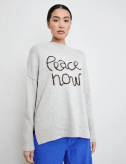 Taifun Pullover Mit Wording-Stickerei